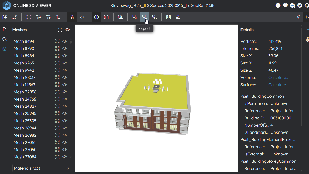 IFC to GLB conversion
