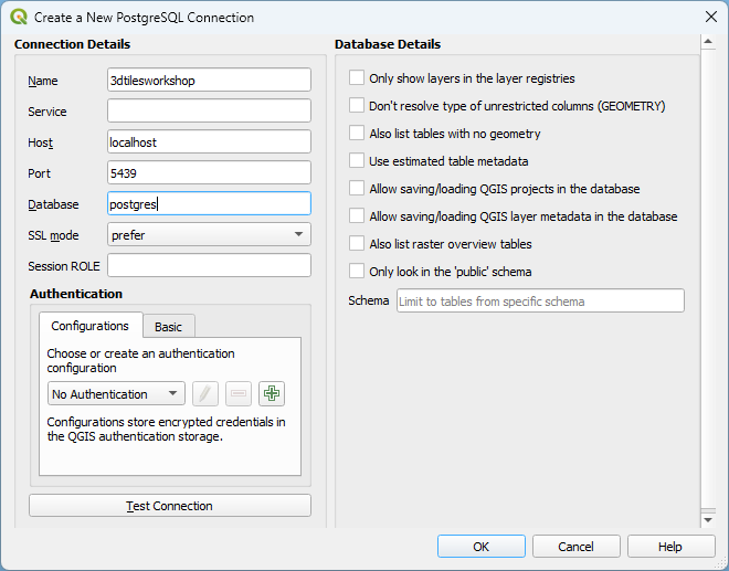 QGIS Database Connectie
