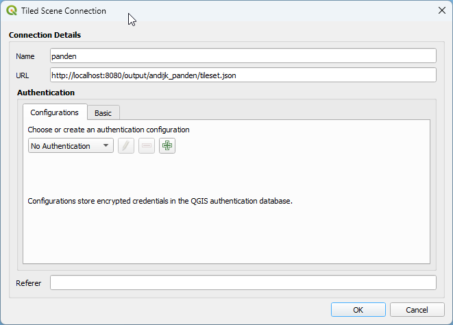 QGIS Tiled Scene Connection