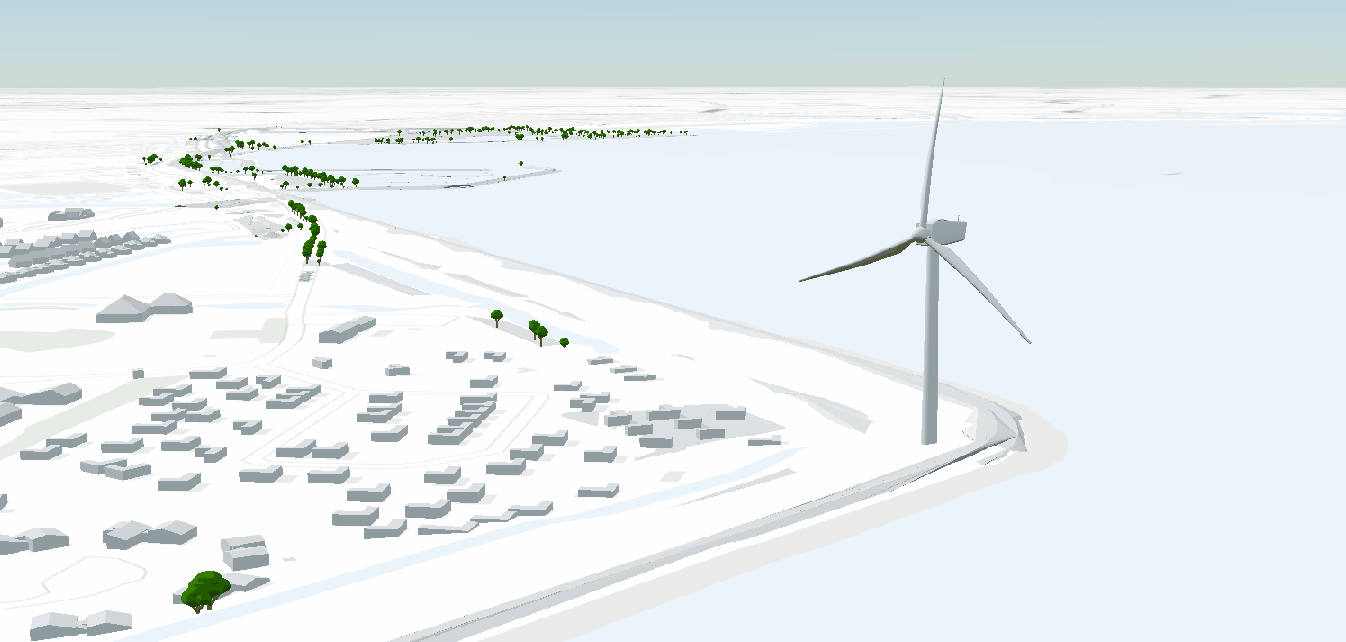 Het eindresultaat van de digital twin van Andijk